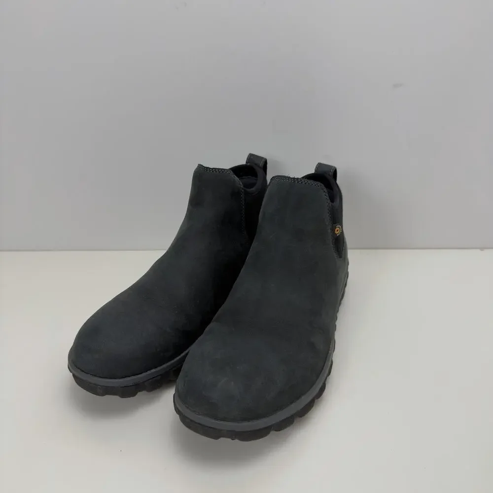 Bogs Boots Men's 8 Black Casual Chelsea Leather Waterproof Snow Rugged